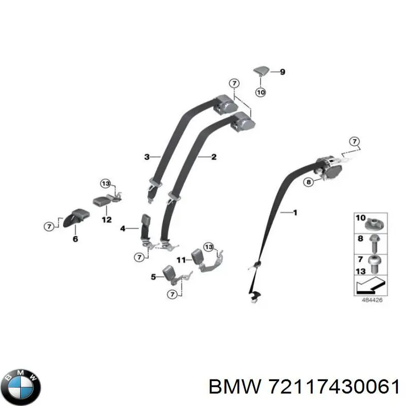 72117430061 BMW Пасок безпеки задній центральний