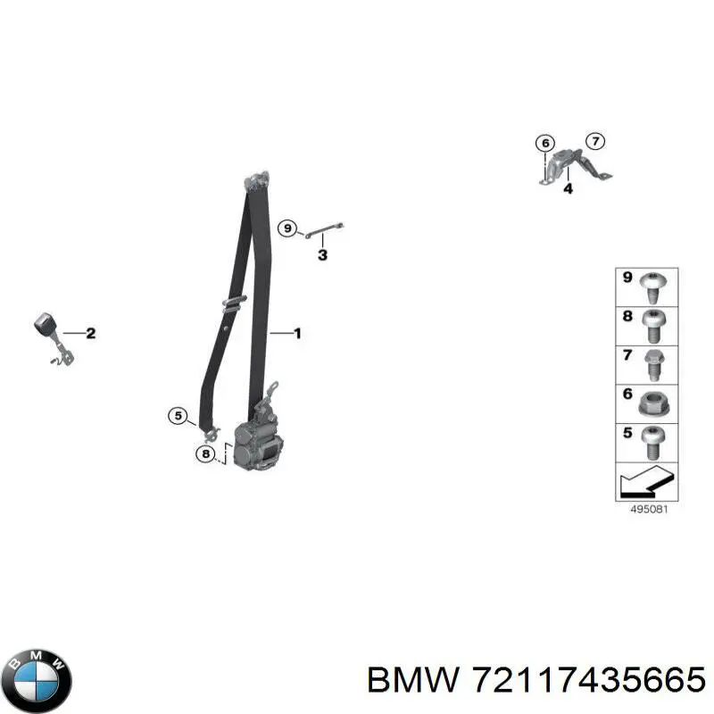 Важіль фіксатора ременя безпеки передній BMW 72117435665 ціна, від 49.41 USD