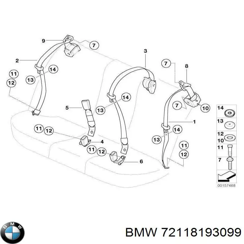 72118193099 BMW Пасок безпеки задній центральний