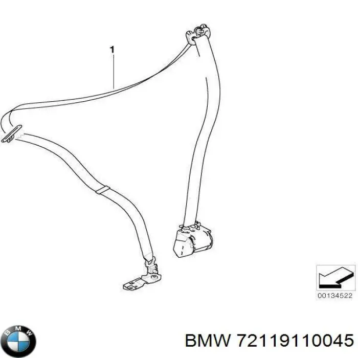 Купити 72119110045 BMW Пасок безпеки передній лівий