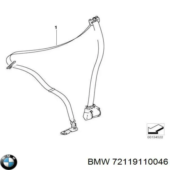 Ремінь безпеки передній правий на BMW 5 (E60)