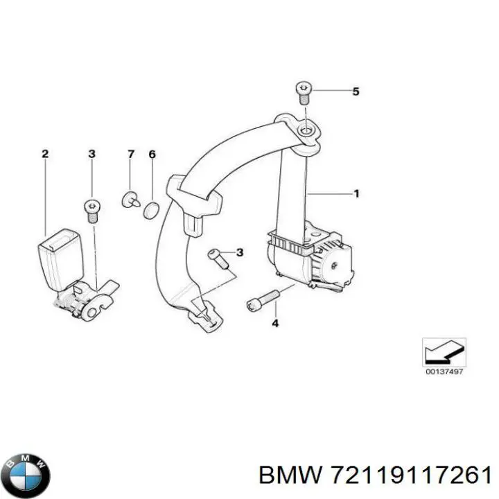 Важіль фіксатора ременя безпеки задній лівий BMW 72119117261 ціна, від 10.13 USD