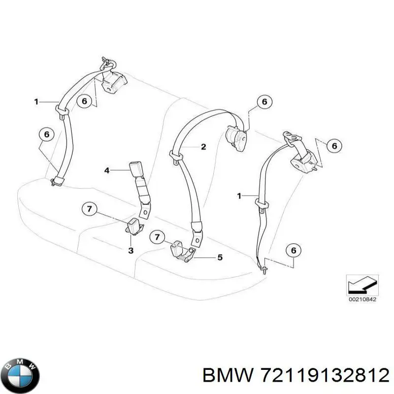 Пасок безпеки задній центральний BMW 72119132812 ціна, від 25.33 USD