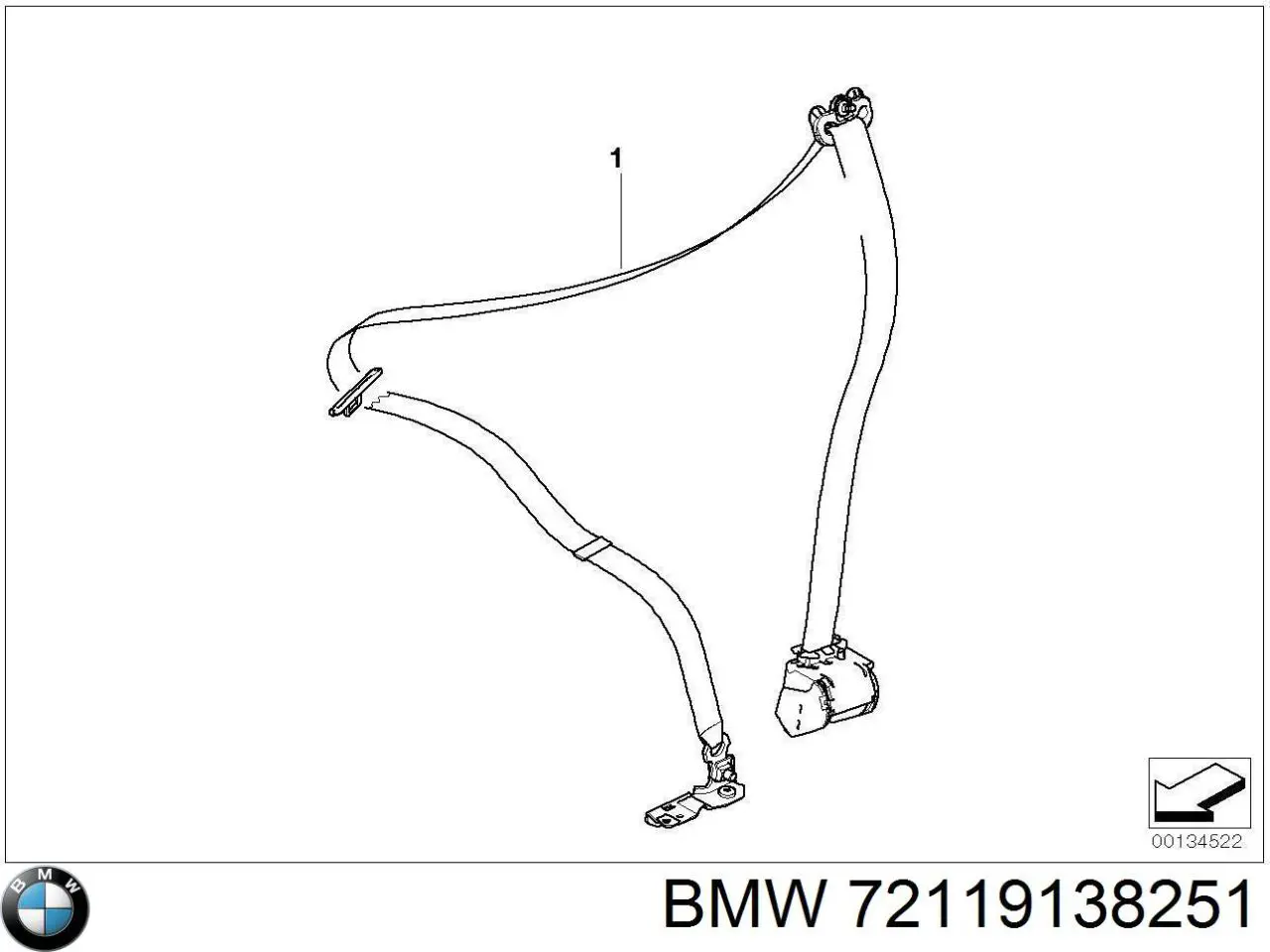 Пасок безпеки передній лівий BMW 72119138251 ціна, від 113.99 USD
