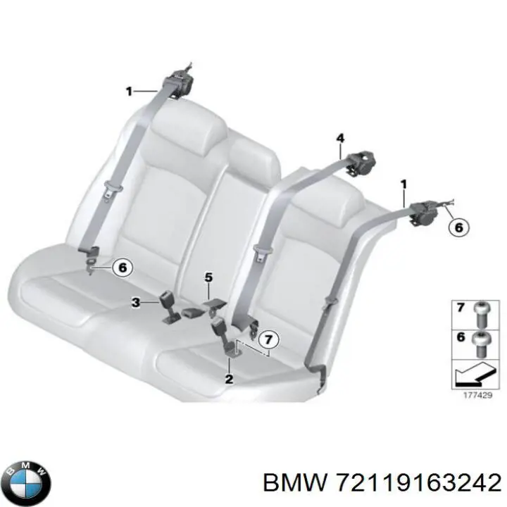 72119163242 BMW Пасок безпеки задній центральний