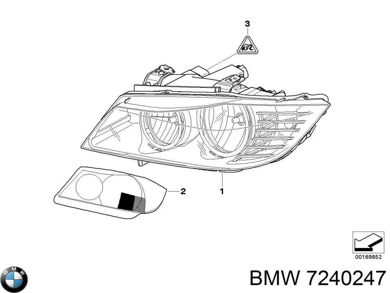 7240247 BMW Фара дальнього світла в зборі