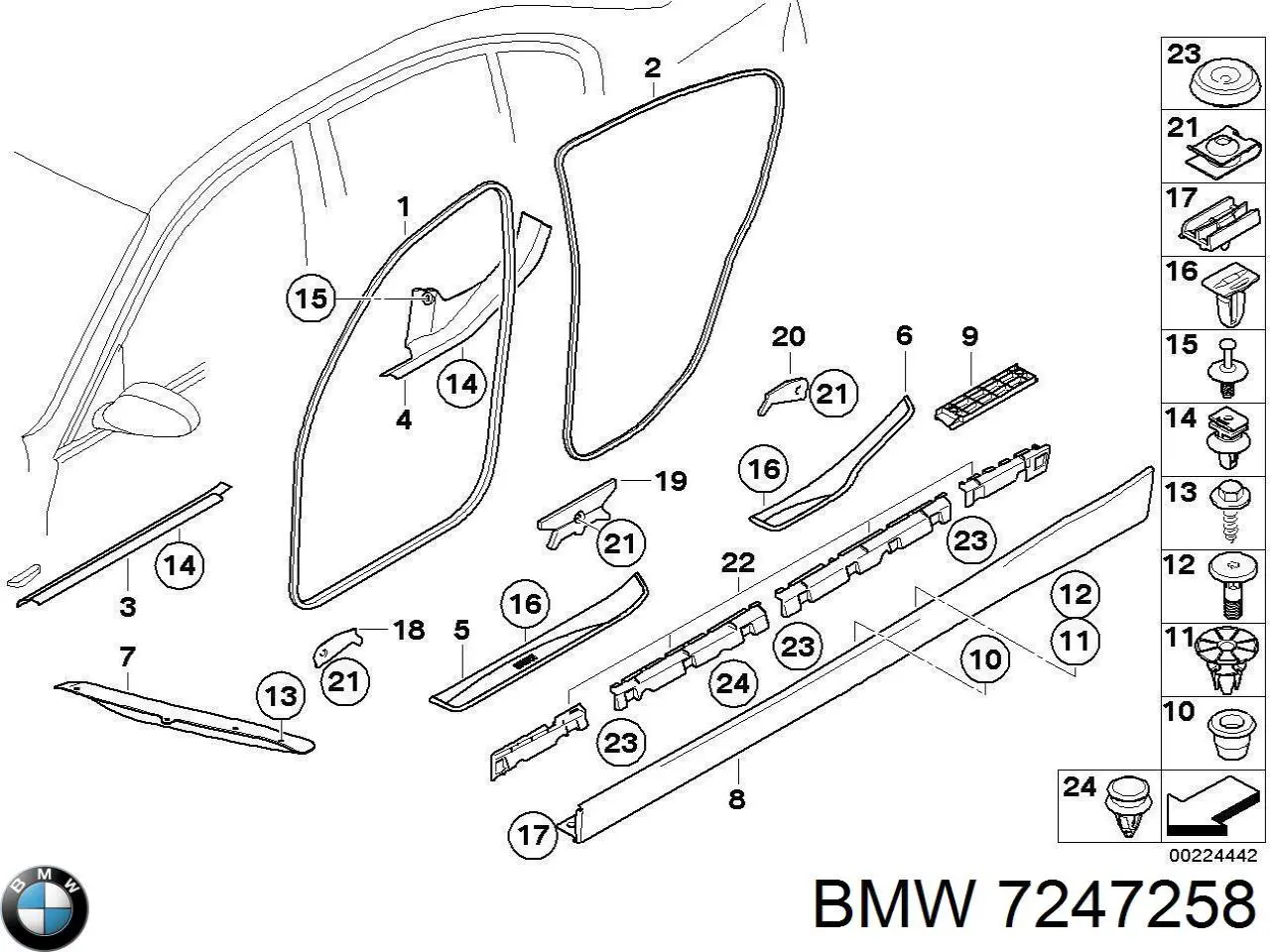 Купити 51727060287 BMW Ущільнювач двері передньої (на кузові)