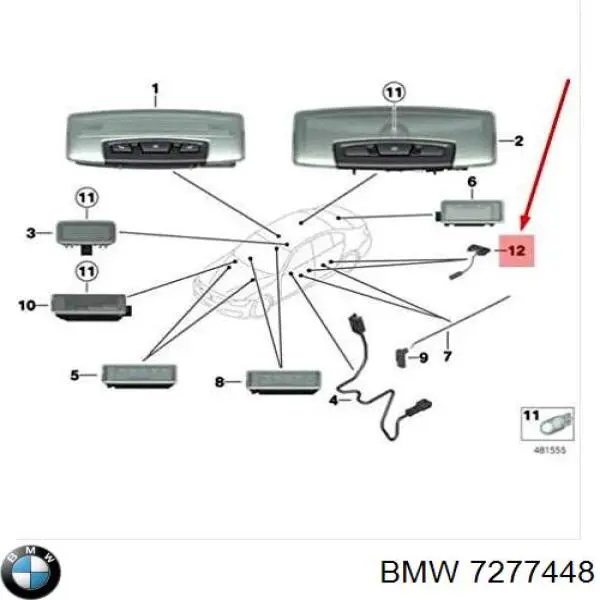 Ліхтар підсвічування ручки дверей передніх BMW 7277448 ціна, від 6.33 USD