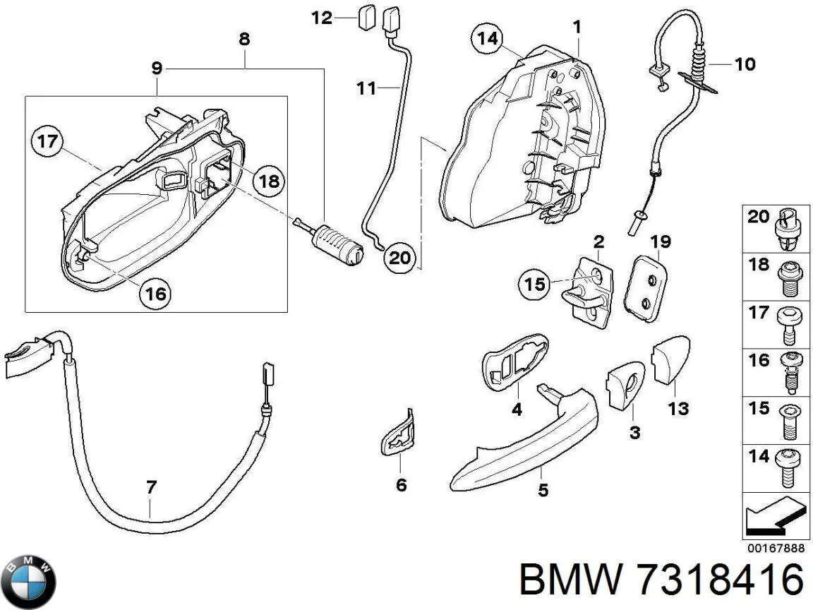Замок передніх пасажирських дверей BMW 7318416 ціна, від 27.72 USD