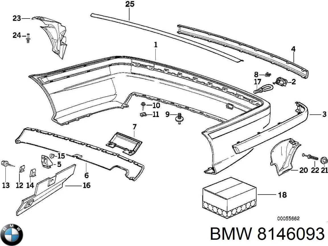 8146093 BMW Молдинг заднього бампера, центральний