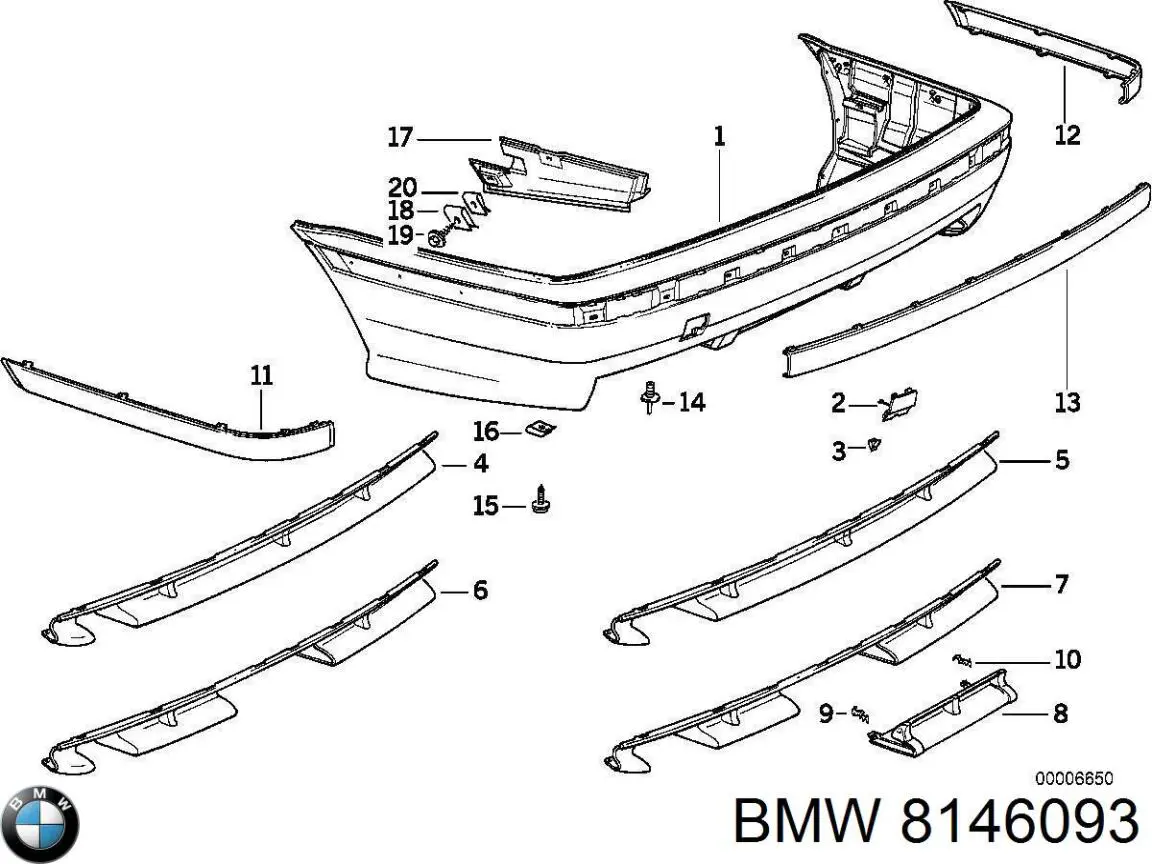 Купити 8146093 BMW Молдинг заднього бампера, центральний