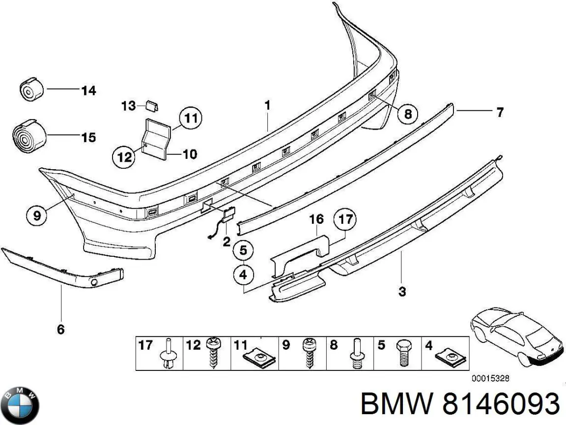 Молдинг заднього бампера, центральний BMW 8146093 ціна, від 27.81 USD