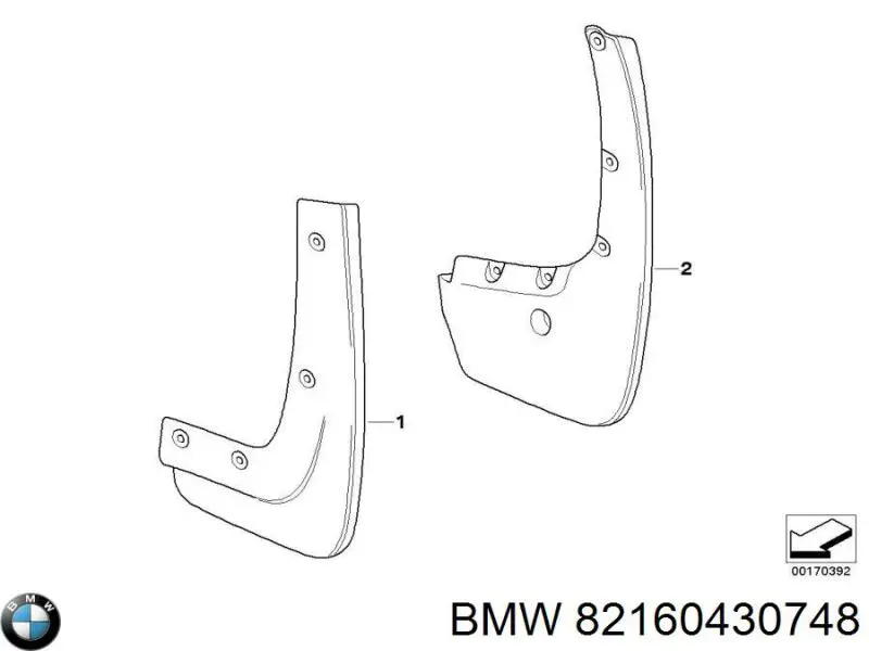 Бризковики передні, комплект BMW 82160430748 ціна, від 117.53 USD