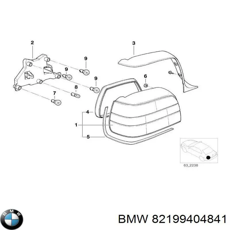 Ліхтар задній лівий BMW 82199404841 ціна, від 311.86 USD