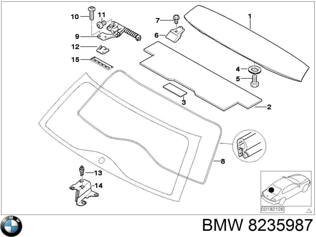 Спойлер 3/5-й, задніх дверей 8235987 BMW
