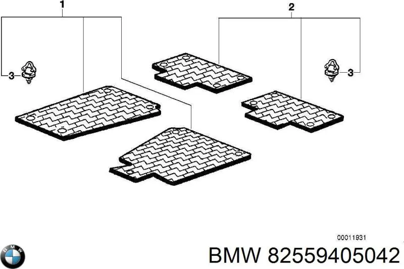 Килимок передній, комплект 2 шт. BMW 82559405042 ціна, від 37.07 USD