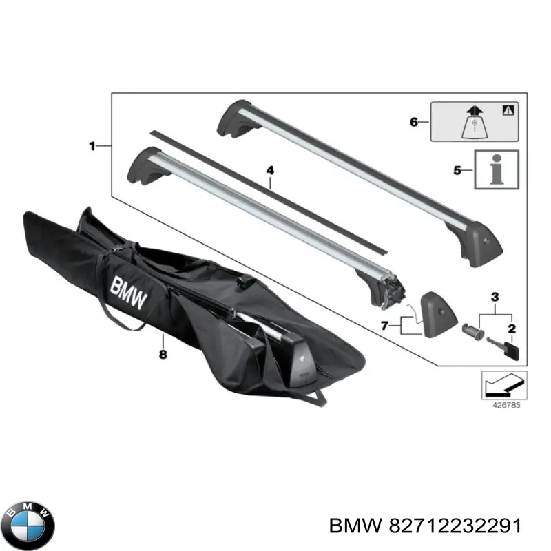 82712232291 BMW Поперечки багажника даху, комплект