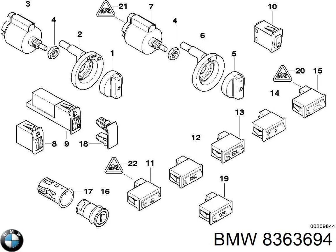 Вимикач системи ASC BMW 8363694 ціна, від 2.53 USD