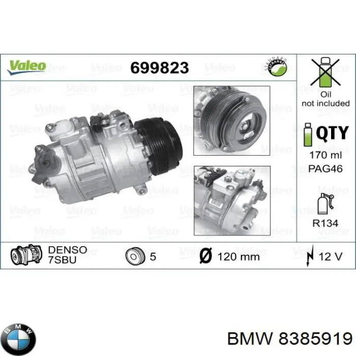 Компресор системи кондиціювання BMW 8385919 ціна, від 195.95 USD