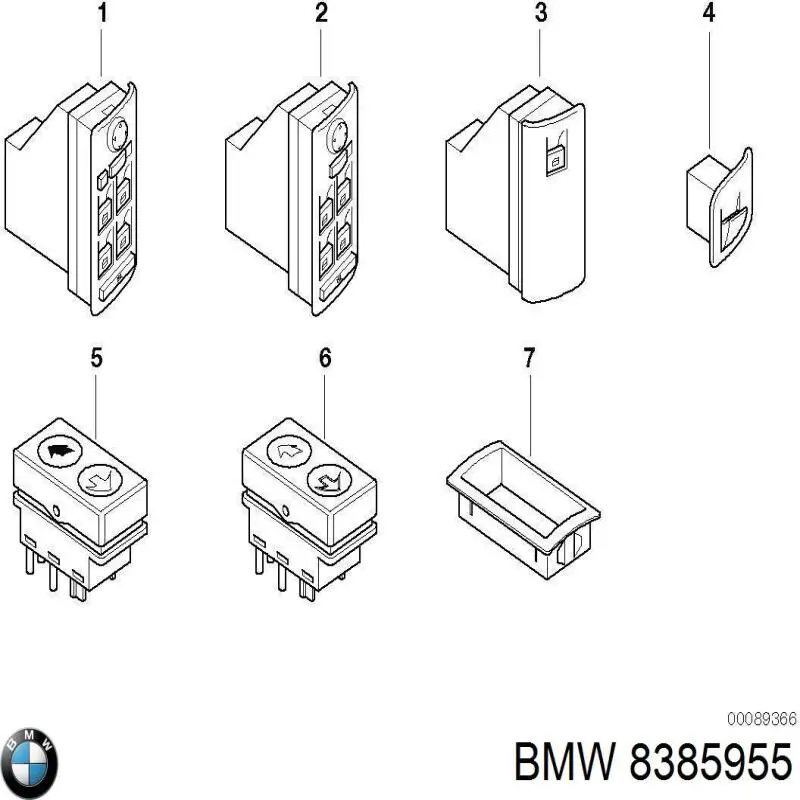 8385955 BMW кнопка вмикання двигуна склопідіймача задня ліва