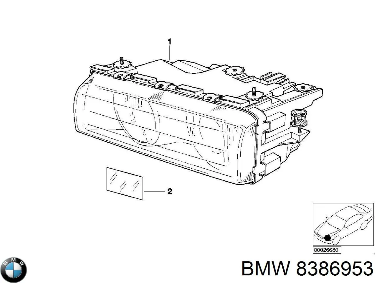 Фара ліва 8386953 BMW