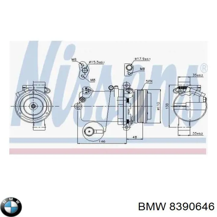 Компресор кондиціонера 8390646 BMW