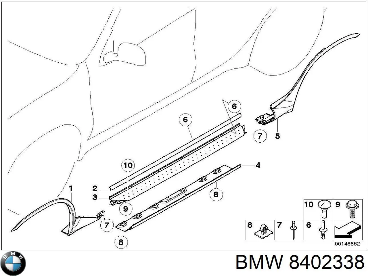 Молдинг задньої арки крила, правий BMW 8402338 ціна, від 22.55 USD