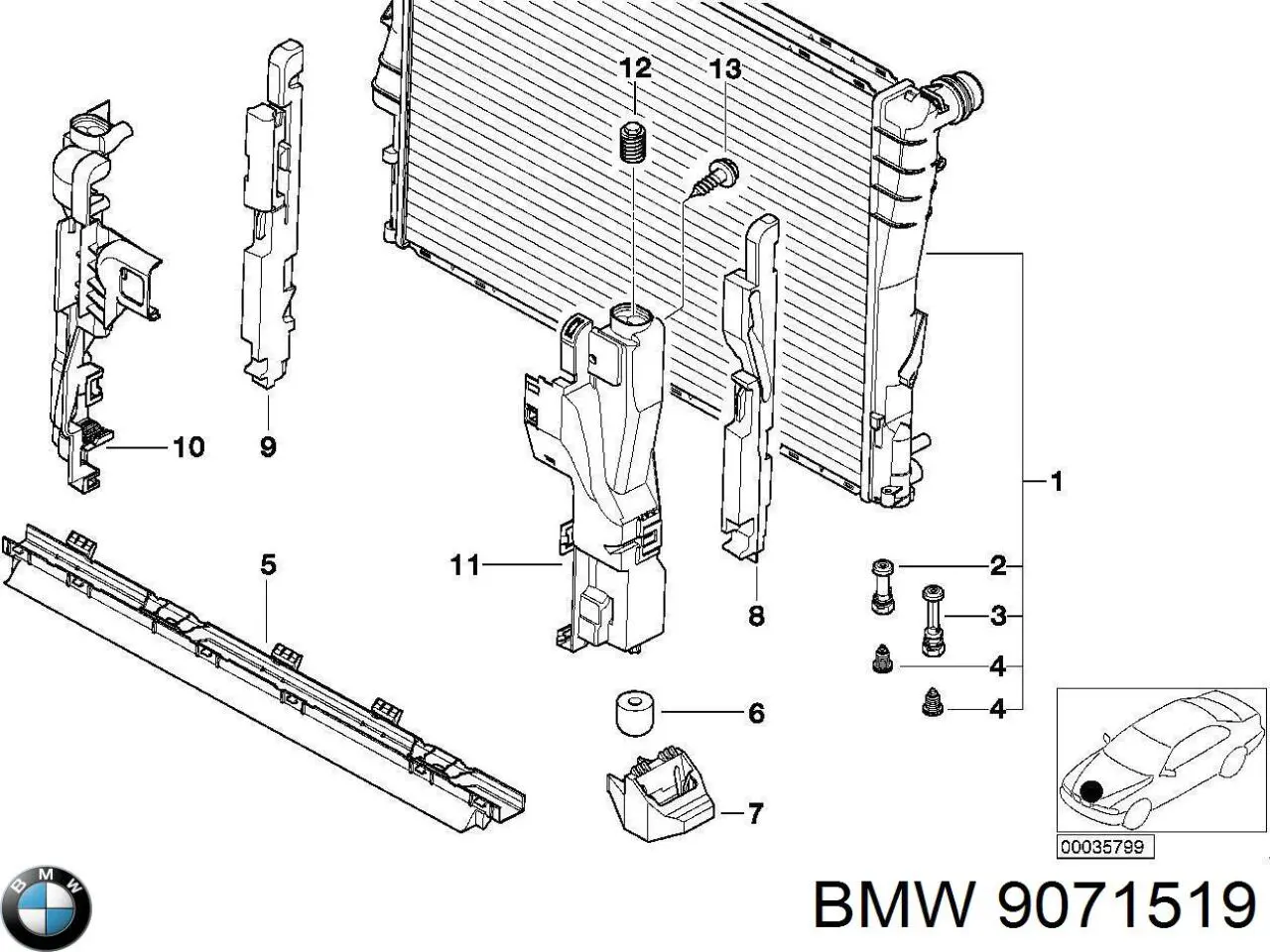 Радіатор охолодження двигуна 9071519 BMW