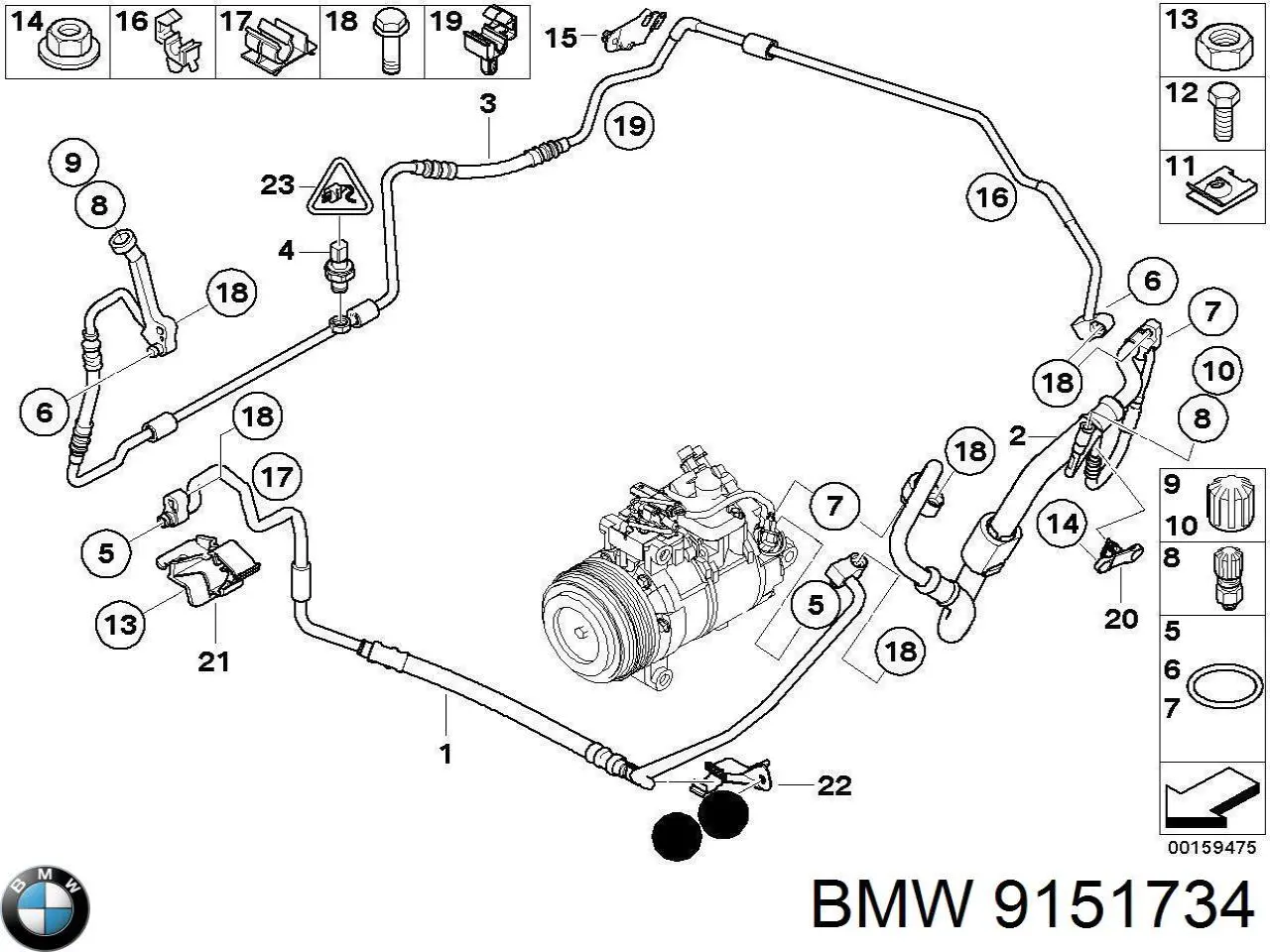 Шланг кондиціонера, від радіатора до випарника 64536952992 BMW