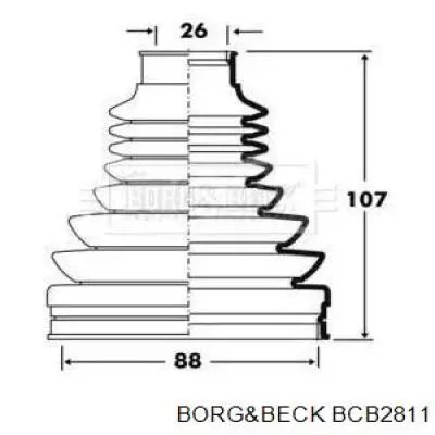 Пильник ШРУСа внутрішній, передній піввісі BCB2811 Borg&beck