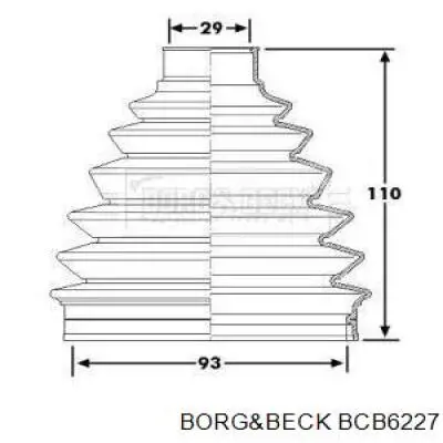 Пильник ШРУСа зовнішній, передній піввісі BCB6227 Borg&beck