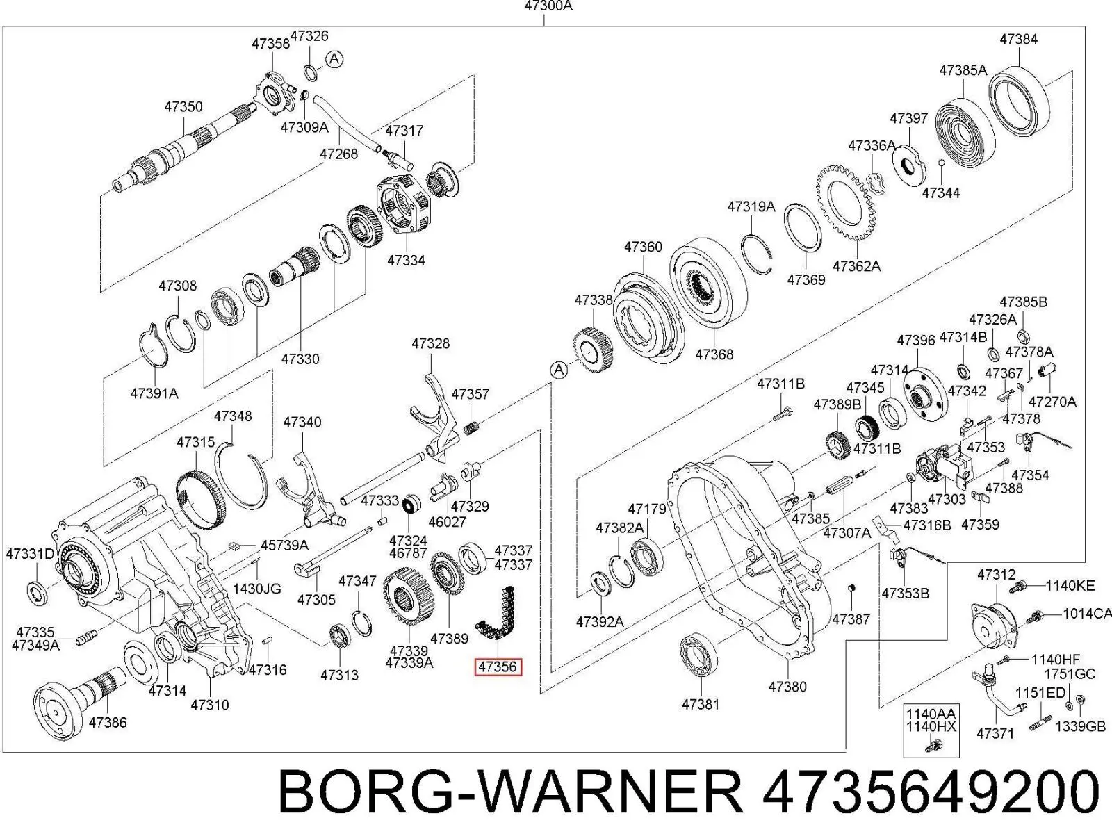 Ланцюг приводу роздавальної коробки 4735649200 Borg-Warner/KKK