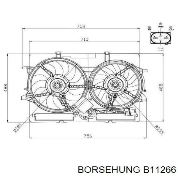 Купити B11266 Borsehung Електровентилятор охолодження в зборі (двигун + крильчатка), лівий