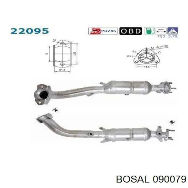 Купити 090079 Bosal Перетворювач відпрацьованих газів