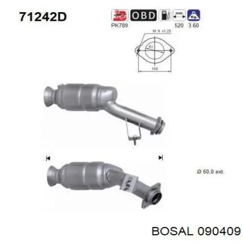 Купити 090409 Bosal Перетворювач відпрацьованих газів