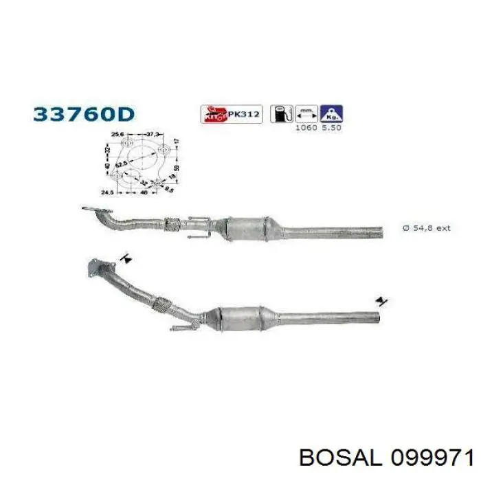 Глушник, передня частина Bosal 099971 ціна, від 207.40 USD