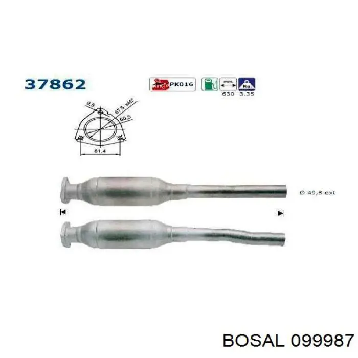 099987 Bosal Каталітичний нейтралізатор відпрацьованих газів