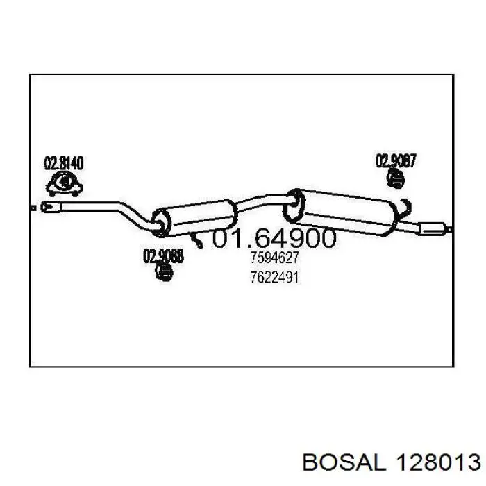 BS128025 Bosal глушник, задня частина