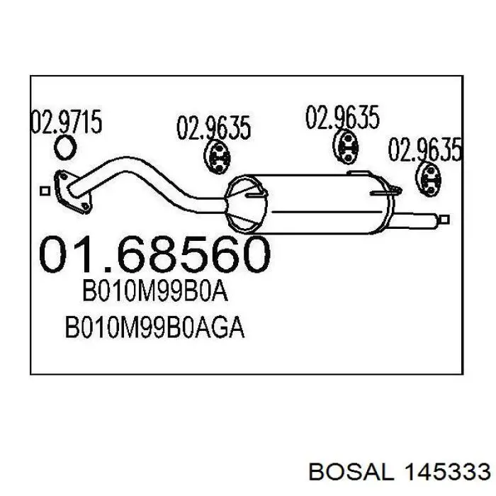 BS145333 Bosal глушник, задня частина