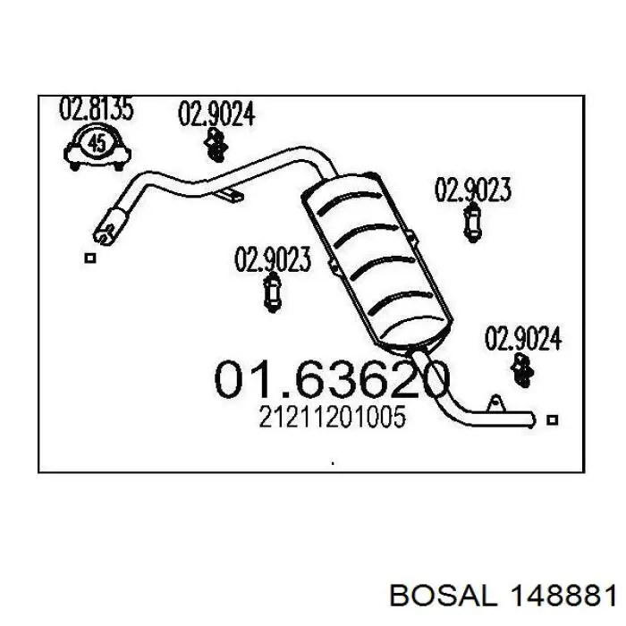 Купити 148881 Bosal Вихлоп