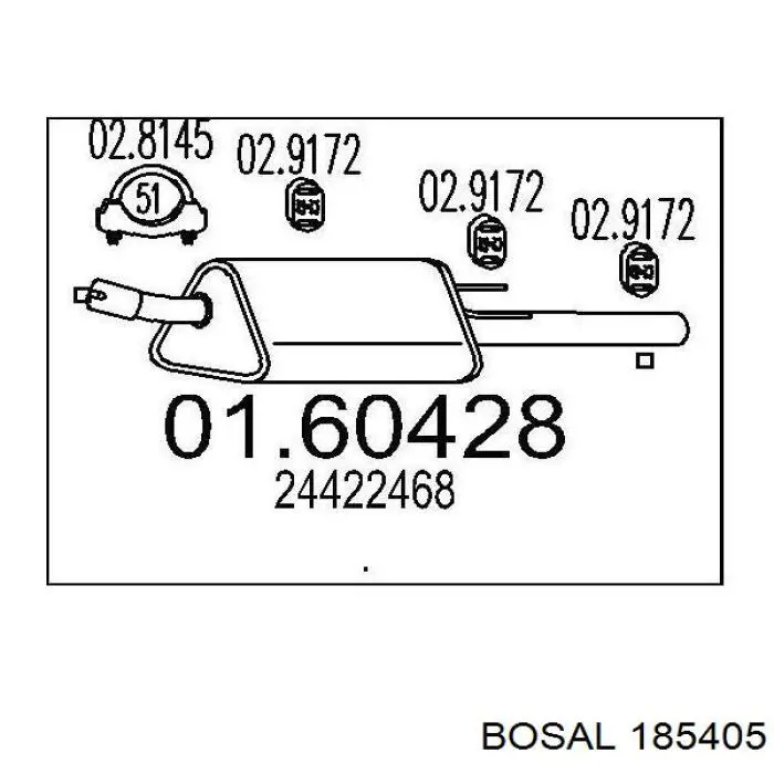 Глушник, задня частина 185405 Bosal