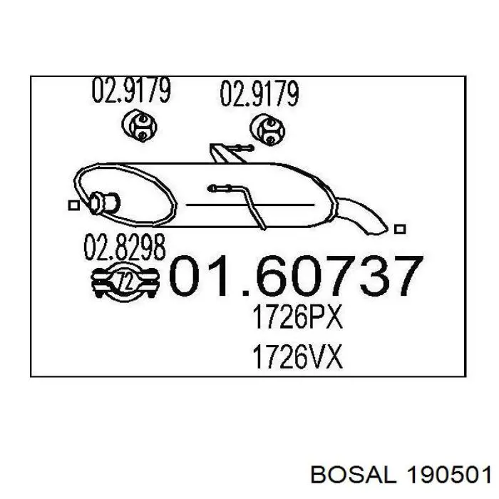 Вихлопна труба Bosal 190501 ціна, від 52.60 USD