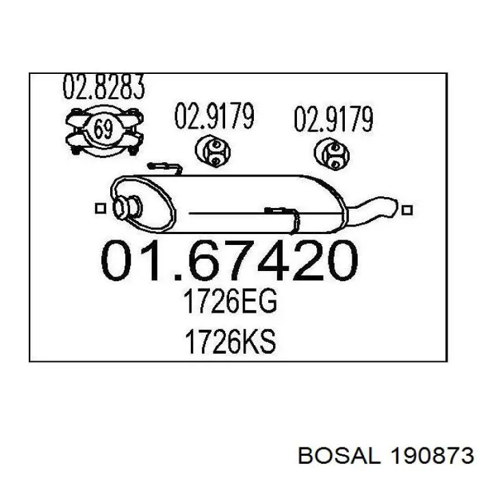 00001726EG Peugeot/Citroen глушник, задня частина