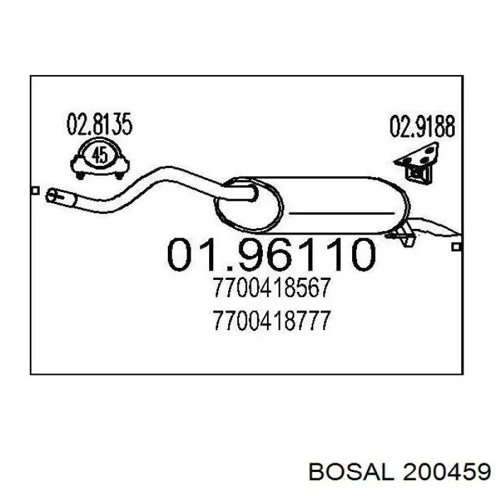 BS200459 Bosal глушник, задня частина