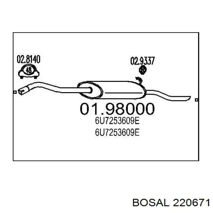6U9253609D VAG Глушник, задня частина