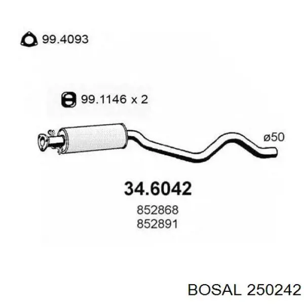 Кронштейн/хомут глушника, задній 250242 Bosal