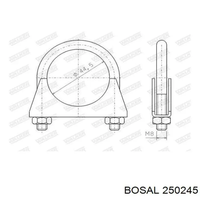 Кронштейн/хомут глушника, задній 250245 Bosal