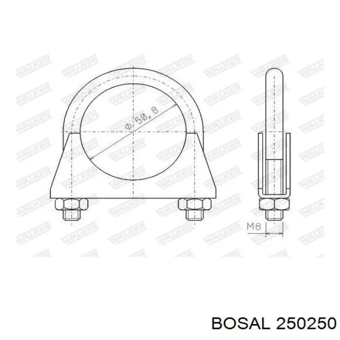 250250 Bosal кронштейн/хомут глушника, передній