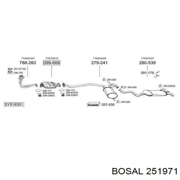 251971 Bosal пружина болта кріплення колектора