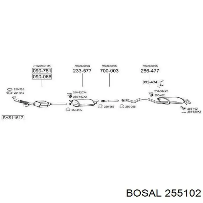 Кронштейн задньої подушки глушника Bosal 255102